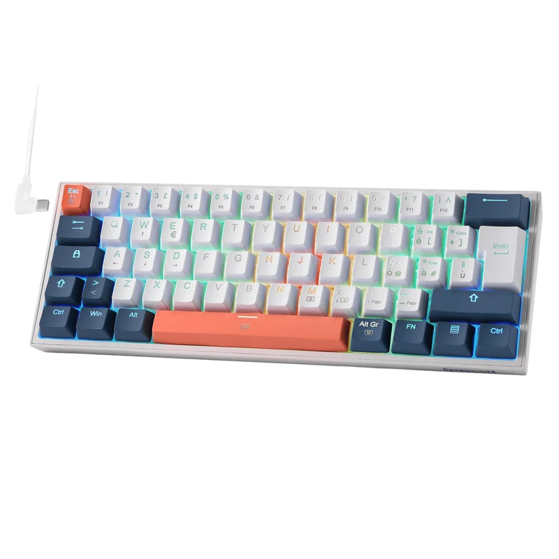 FIZZ K617 60% Tastiera Meccanica Gaming QWERTY – Bianco & Blu