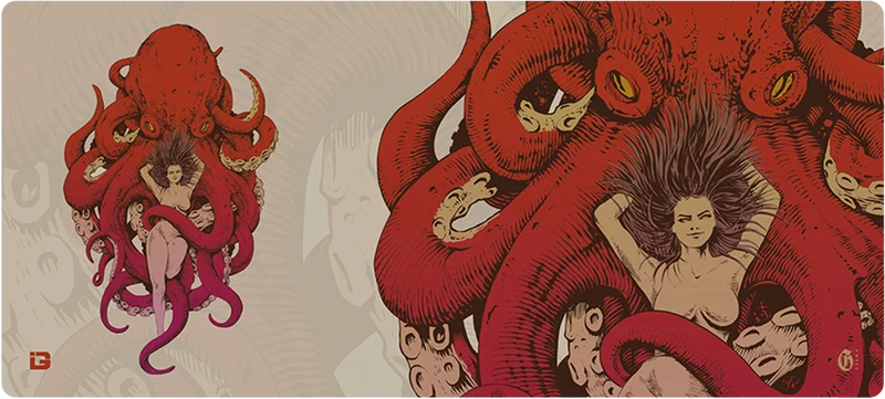Frau und Oktopus