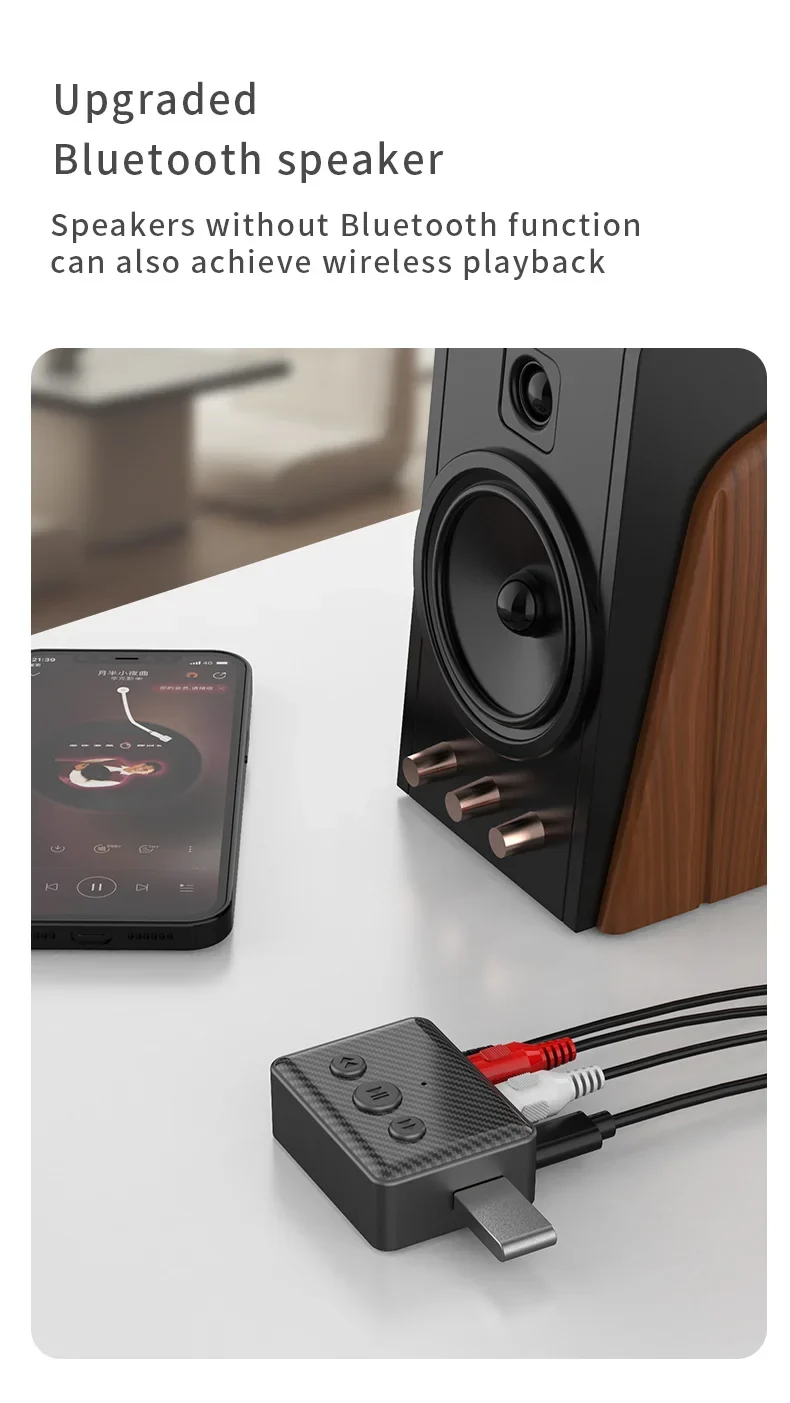 Bluetooth 5.4 Audio Receiver 3.5mm AUX RCA USB U-Disk Stereo Music Wireless Audio Adapter For PC TV Car Kit Speaker Amplifier