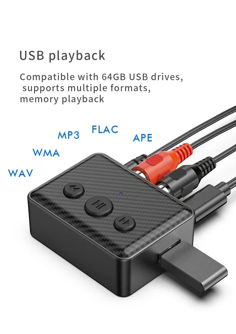 Bluetooth 5.4 Audio Receiver 3.5mm AUX RCA USB U-Disk Stereo Music Wireless Audio Adapter For PC TV Car Kit Speaker Amplifier