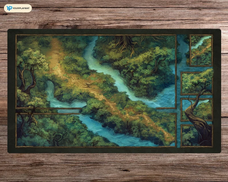 Zoned Forest - 24"x14" - Zoned Playmat MTG - Board Game Mat for TCG - Premium Desk Mat for Card Game Players and Gaming