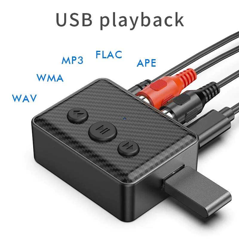 Bluetooth 5.4 Audio Receiver RCA 3.5mm AUX USB Wireless Adapter With MIC Support U-Disk Play For Car Kit Speaker Amplifier