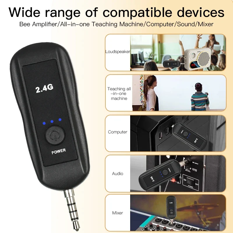 2.4G Head-mounted Wireless Lavalier Microphone Set Transmitter with Receiver for Amplifier Voice Speaker Teaching Tour Guide