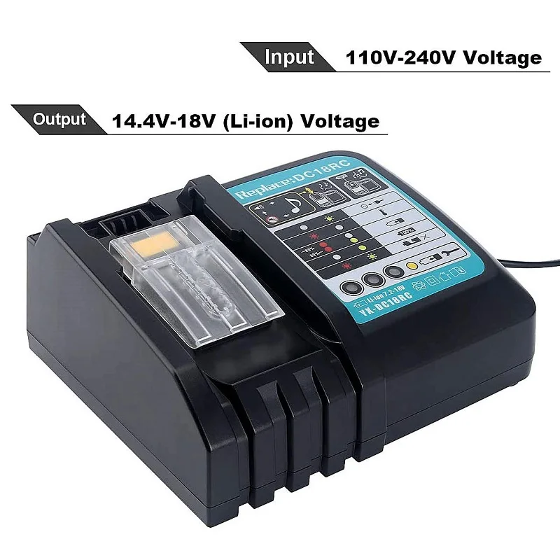 DC18RCT Li-ion 3A Battery Charger for Makita BL1830 Bl1430 Compatible with DC18RC DC18RA Power Tool Universal Charging Current
