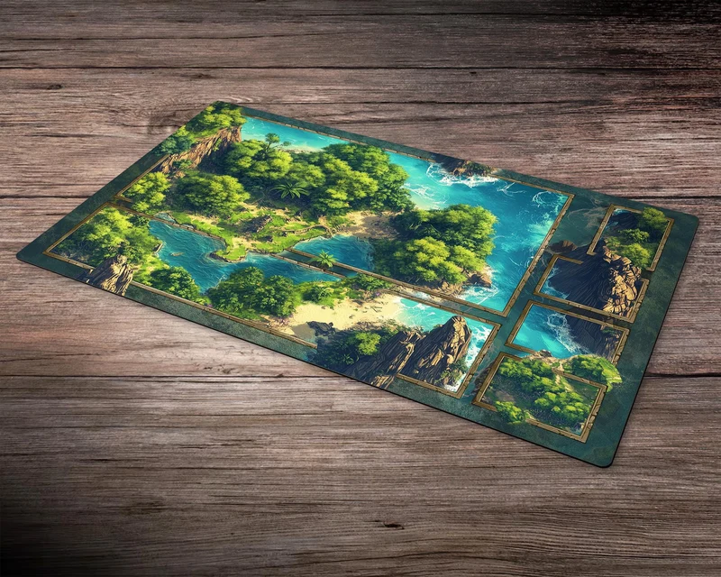 Zoned Island - 24"x14" - Zoned Playmat MTG - Board Game Mat for TCG - Premium Desk Mat for Card Game Players and Gaming