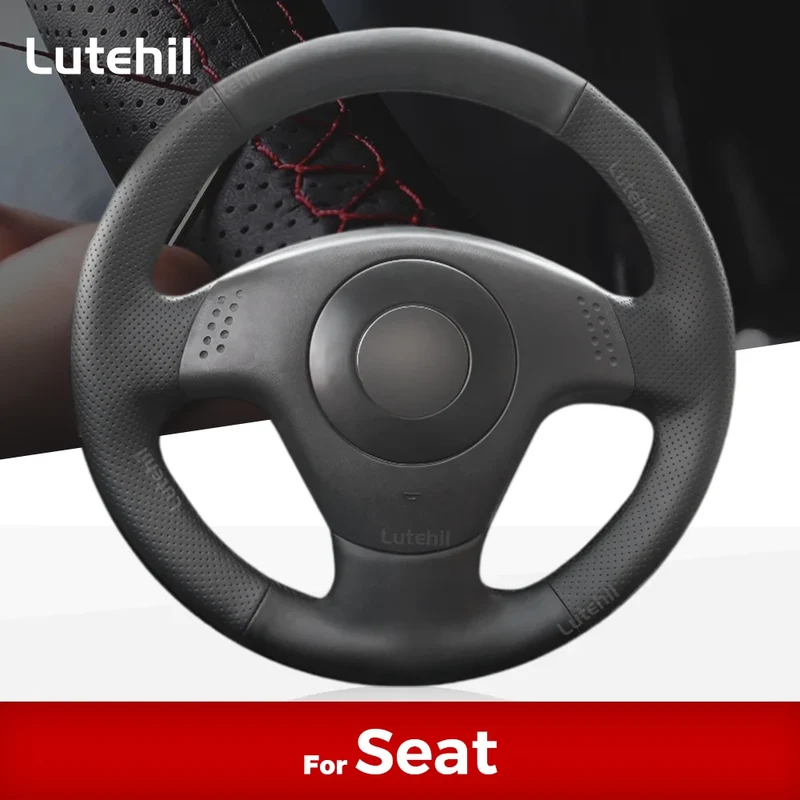 For Seat Ibiza 2004 2005 2006 Custom Car Steering Wheel Braid Cover Hand Sewing DIY Artificial leather Suede Car Accessories
