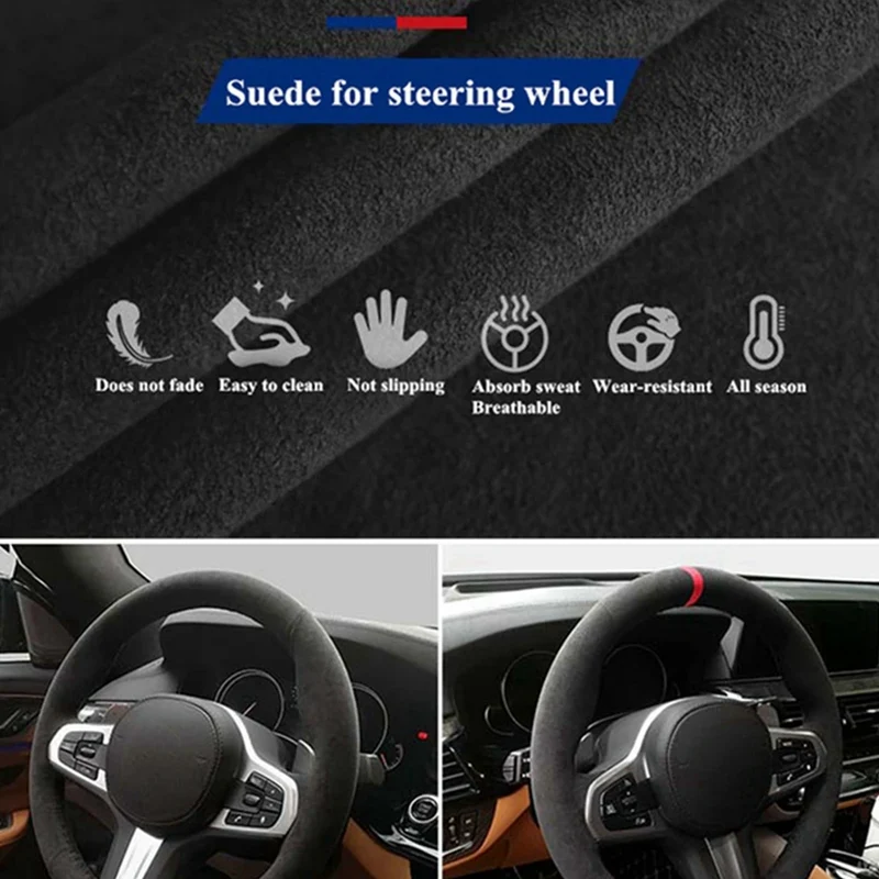 Hand Sewing Soft Suede Car Steering Wheel Cover For Seat Ibiza(6J)(FR/CUPRA) 2015 Mii FR Leather Original Steering Wheel Braid