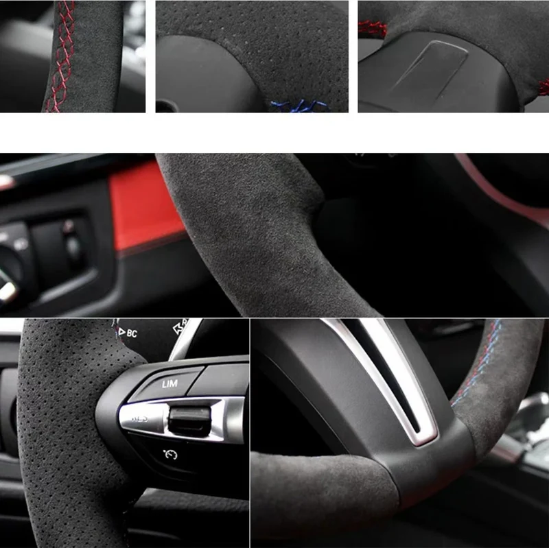 Hand Sewing Soft Suede Car Steering Wheel Cover For Seat Ibiza(6J)(FR/CUPRA) 2015 Mii FR Leather Original Steering Wheel Braid