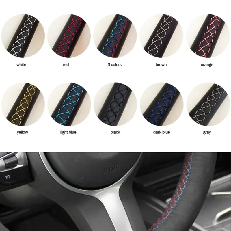 Hand Sewing Soft Suede Car Steering Wheel Cover For Seat Ibiza(6J)(FR/CUPRA) 2015 Mii FR Leather Original Steering Wheel Braid