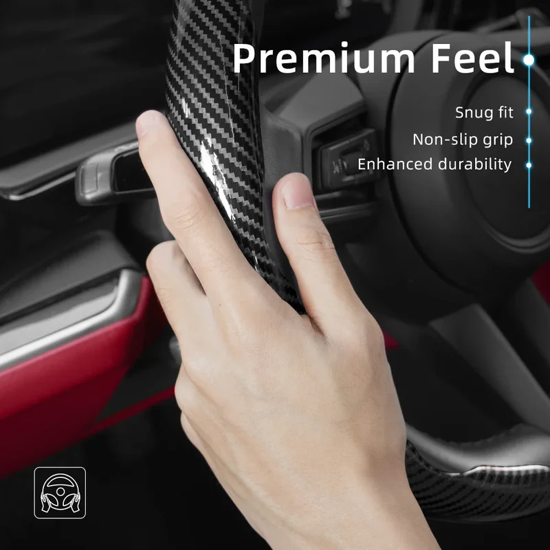 Suitable for Seat Carbon Fiber Texture Steering Wheel Cover with Segmented Quick-Release Design, Durable, for Models Such as Ibiza, Arona, Leon, Leon Sportstourer, Ateca, Etc., in Black, Blue, Red, Silver, and White