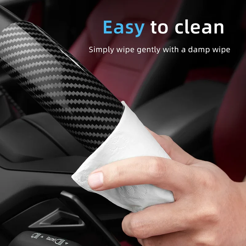 Suitable for Seat Carbon Fiber Texture Steering Wheel Cover with Segmented Quick-Release Design, Durable, for Models Such as Ibiza, Arona, Leon, Leon Sportstourer, Ateca, Etc., in Black, Blue, Red, Silver, and White