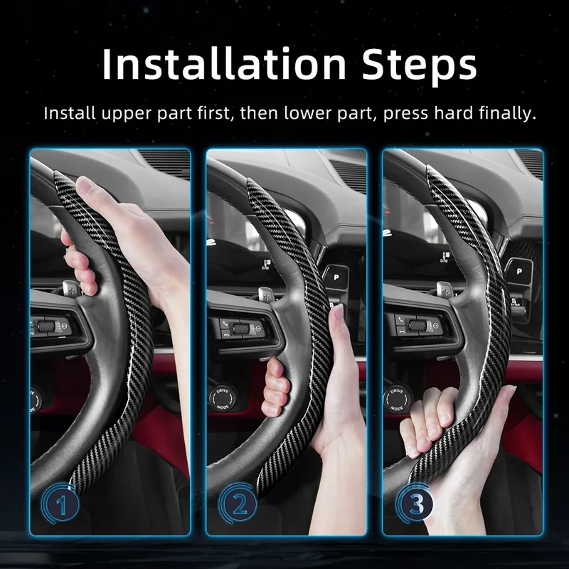Suitable for Seat Carbon Fiber Texture Steering Wheel Cover with Segmented Quick-Release Design, Durable, for Models Such as Ibiza, Arona, Leon, Leon Sportstourer, Ateca, Etc., in Black, Blue, Red, Silver, and White