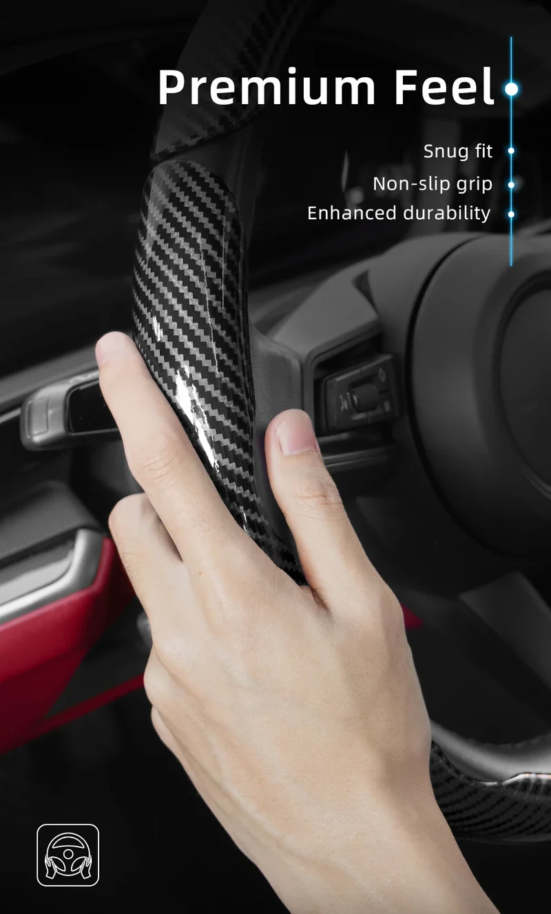 Suitable for Seat Carbon Fiber Texture Steering Wheel Cover with Segmented Quick-Release Design, Durable, for Models Such as Ibiza, Arona, Leon, Leon Sportstourer, Ateca, Etc., in Black, Blue, Red, Silver, and White