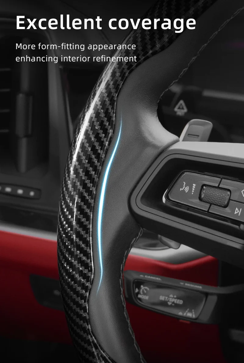 Suitable for Seat Carbon Fiber Texture Steering Wheel Cover with Segmented Quick-Release Design, Durable, for Models Such as Ibiza, Arona, Leon, Leon Sportstourer, Ateca, Etc., in Black, Blue, Red, Silver, and White