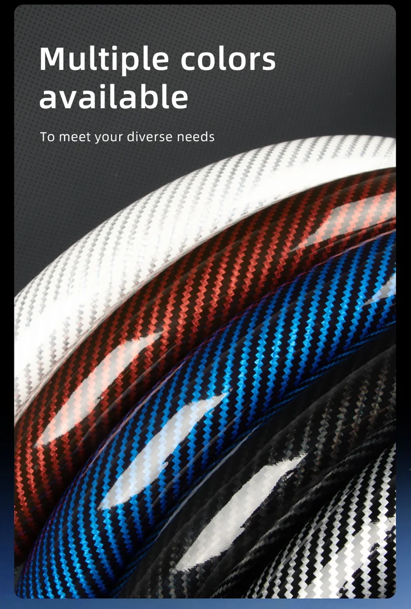 Suitable for Seat Carbon Fiber Texture Steering Wheel Cover with Segmented Quick-Release Design, Durable, for Models Such as Ibiza, Arona, Leon, Leon Sportstourer, Ateca, Etc., in Black, Blue, Red, Silver, and White