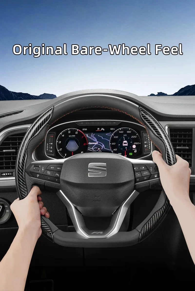 Suitable for Seat Carbon Fiber Texture Steering Wheel Cover with Segmented Quick-Release Design, Durable, for Models Such as Ibiza, Arona, Leon, Leon Sportstourer, Ateca, Etc., in Black, Blue, Red, Silver, and White