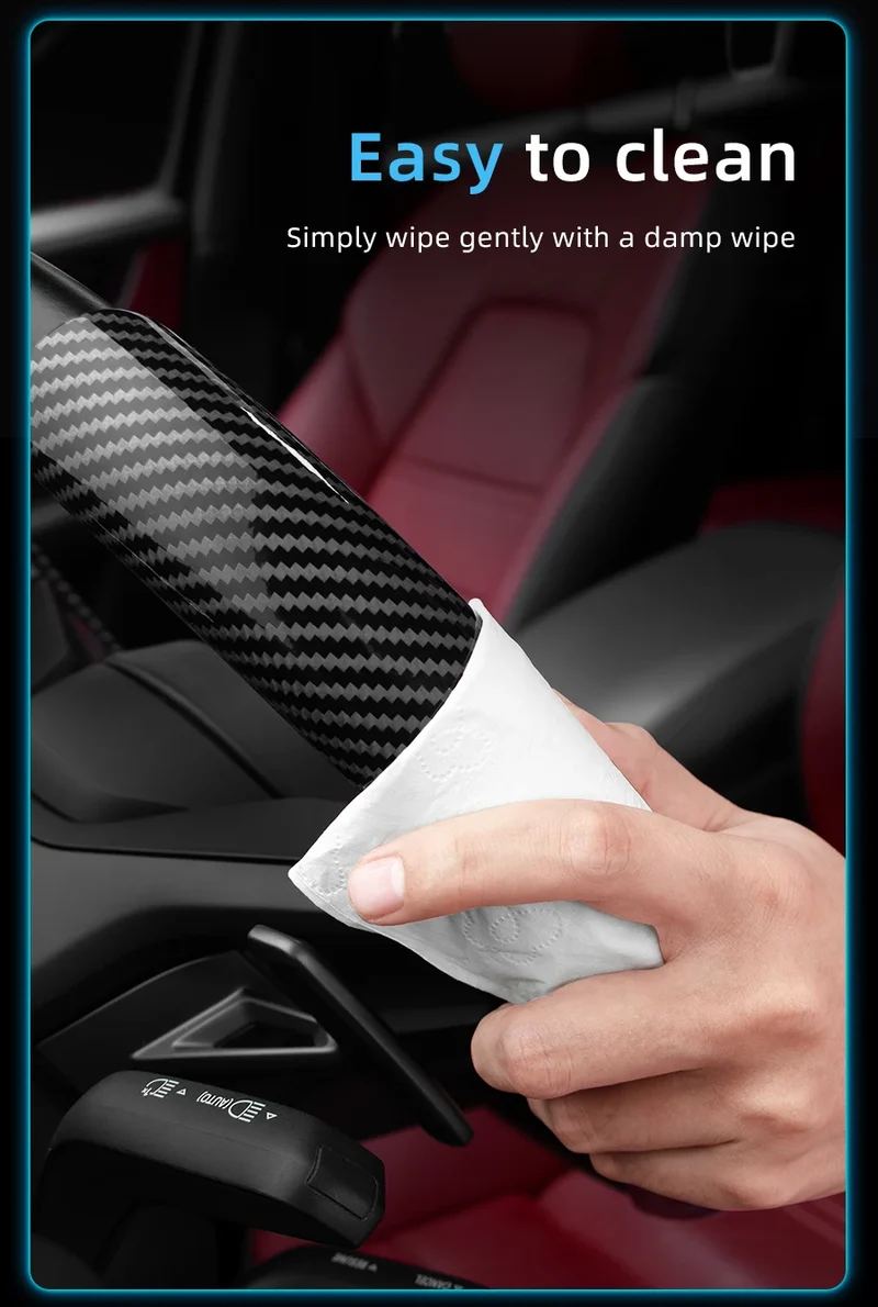 Suitable for Seat Carbon Fiber Texture Steering Wheel Cover with Segmented Quick-Release Design, Durable, for Models Such as Ibiza, Arona, Leon, Leon Sportstourer, Ateca, Etc., in Black, Blue, Red, Silver, and White