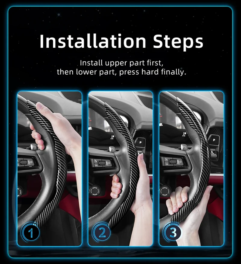 Suitable for Seat Carbon Fiber Texture Steering Wheel Cover with Segmented Quick-Release Design, Durable, for Models Such as Ibiza, Arona, Leon, Leon Sportstourer, Ateca, Etc., in Black, Blue, Red, Silver, and White