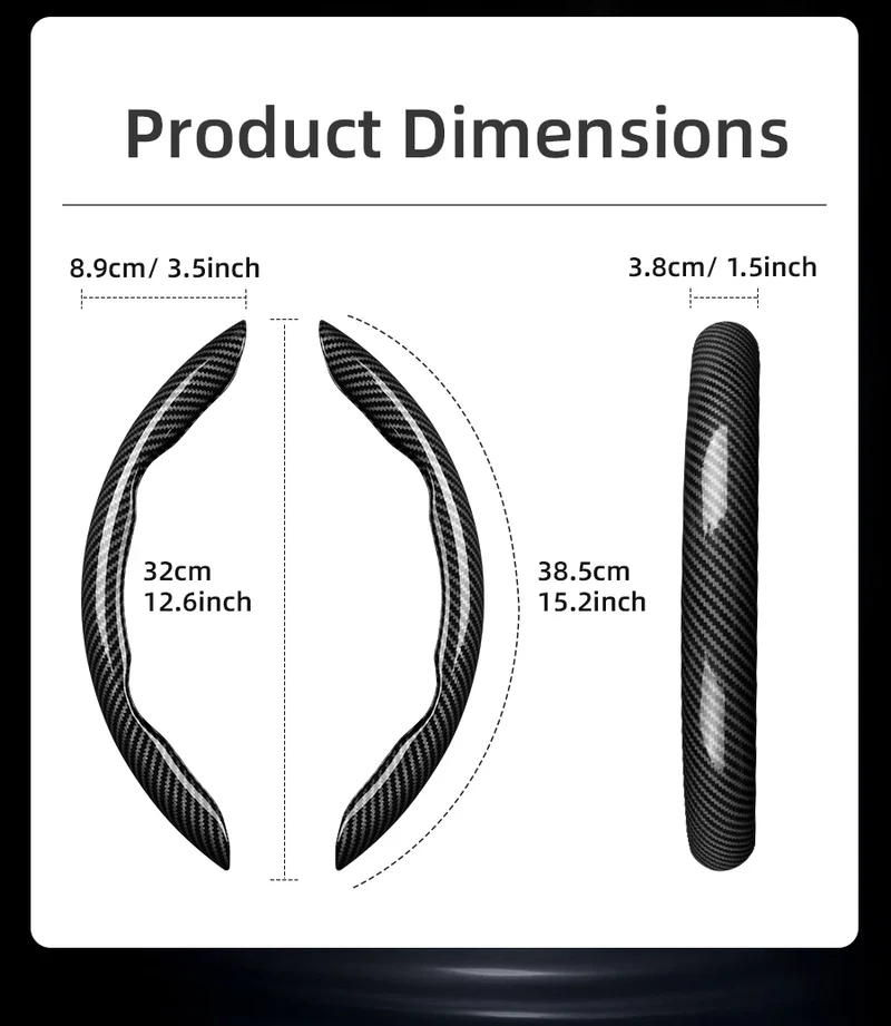 Suitable for Seat Carbon Fiber Texture Steering Wheel Cover with Segmented Quick-Release Design, Durable, for Models Such as Ibiza, Arona, Leon, Leon Sportstourer, Ateca, Etc., in Black, Blue, Red, Silver, and White