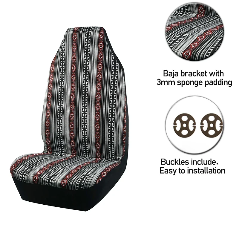AUTO PLUS Car Seat Covers Set Baja Saddle Blanket Weave Universal Fit Most Car Seat Protection Steering Wheel Cover Protector