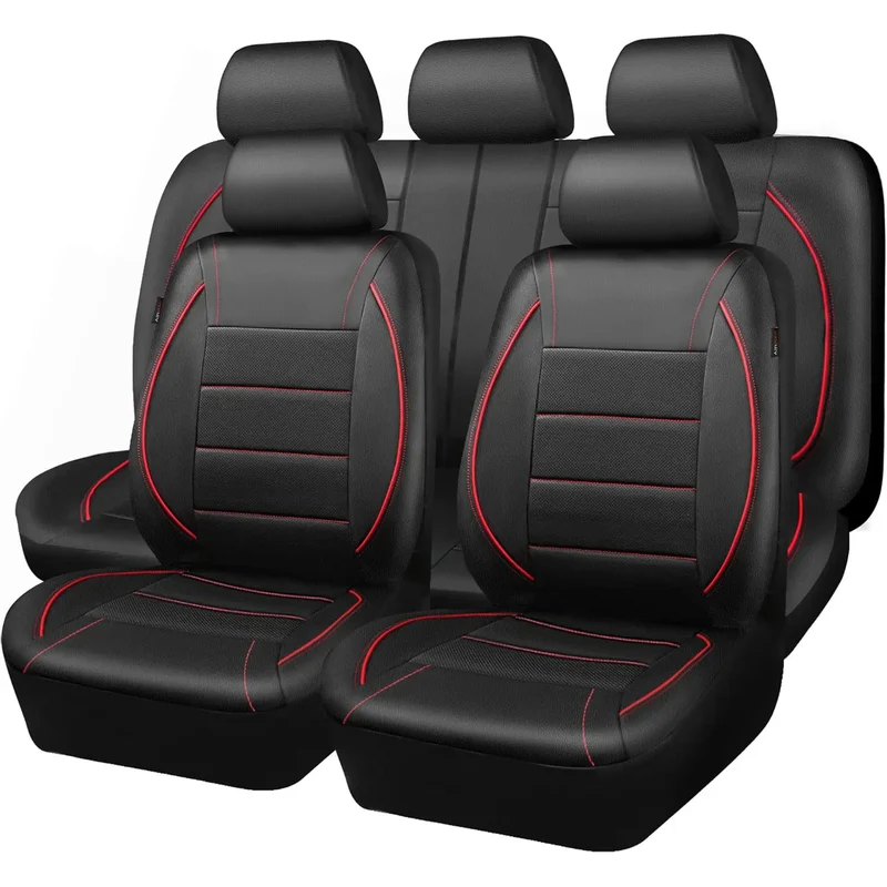 Universal Leather Car Seat Covers Simple Style Breathable 5 Seat Car Seat Cover