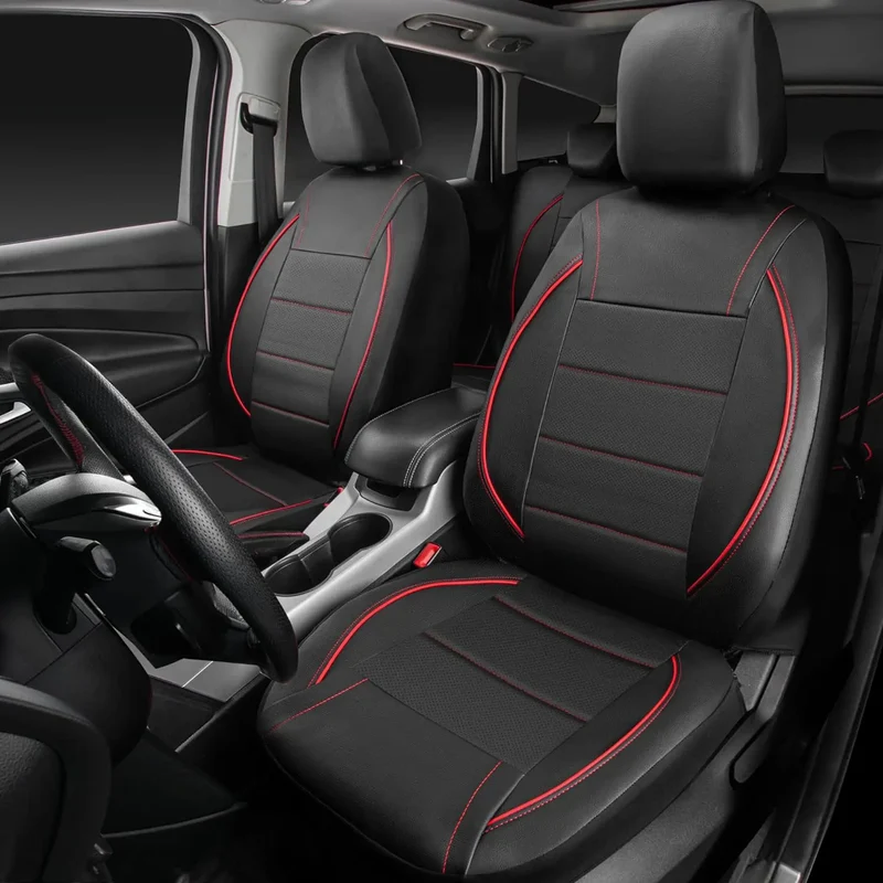 Universal Leather Car Seat Covers Simple Style Breathable 5 Seat Car Seat Cover