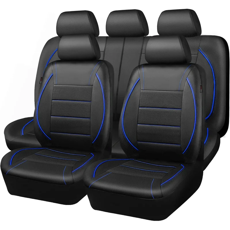 Universal Leather Car Seat Covers Simple Style Breathable 5 Seat Car Seat Cover