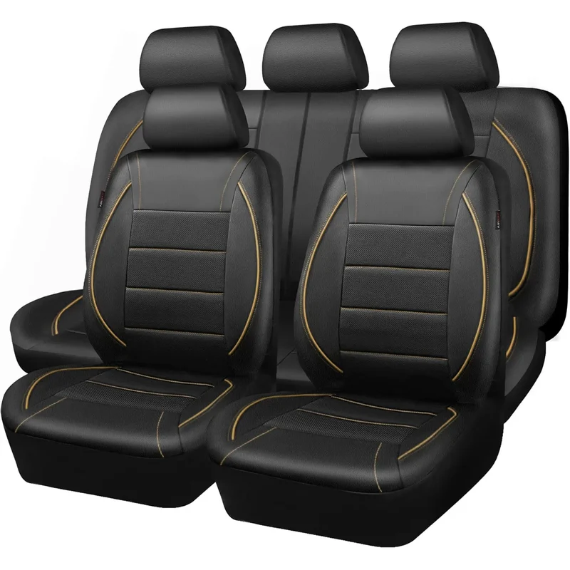 Universal Leather Car Seat Covers Simple Style Breathable 5 Seat Car Seat Cover