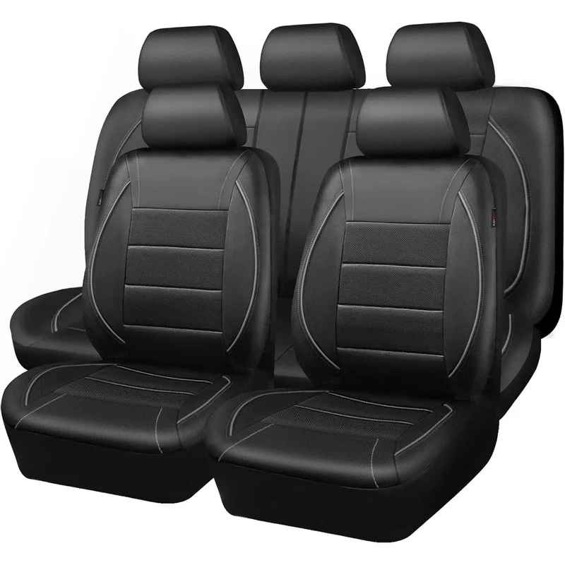 Universal Leather Car Seat Covers Simple Style Breathable 5 Seat Car Seat Cover