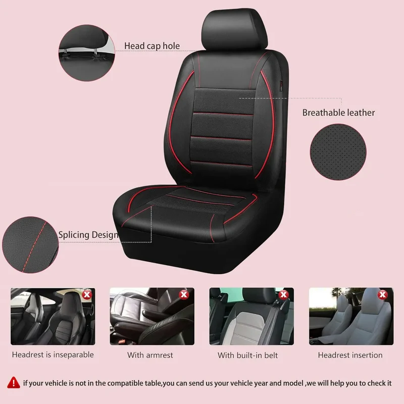 Universal Leather Car Seat Covers Simple Style Breathable 5 Seat Car Seat Cover