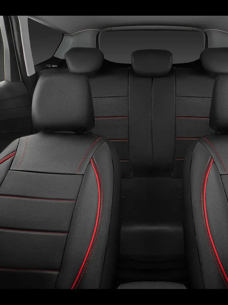Universal Leather Car Seat Covers Simple Style Breathable 5 Seat Car Seat Cover