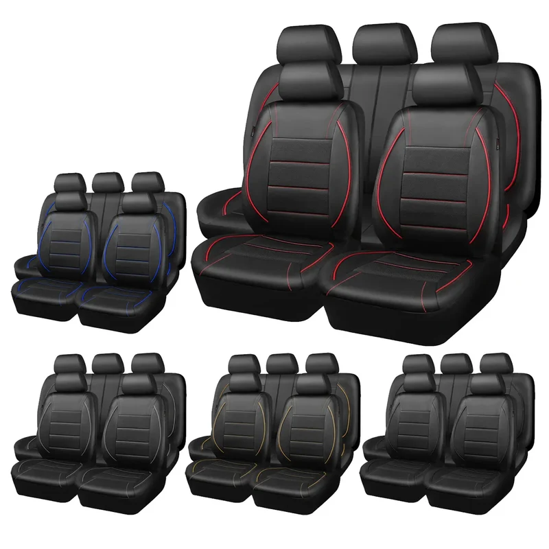 Universal Leather Car Seat Covers Simple Style Breathable 5 Seat Car Seat Cover