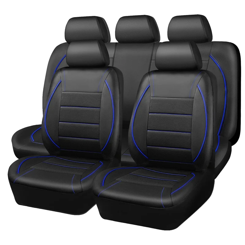 Universal Leather Car Seat Covers Simple Style Breathable 5 Seat Car Seat Cover