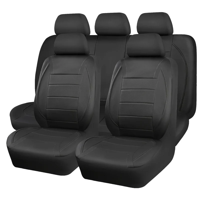 Universal Leather Car Seat Covers Simple Style Breathable 5 Seat Car Seat Cover