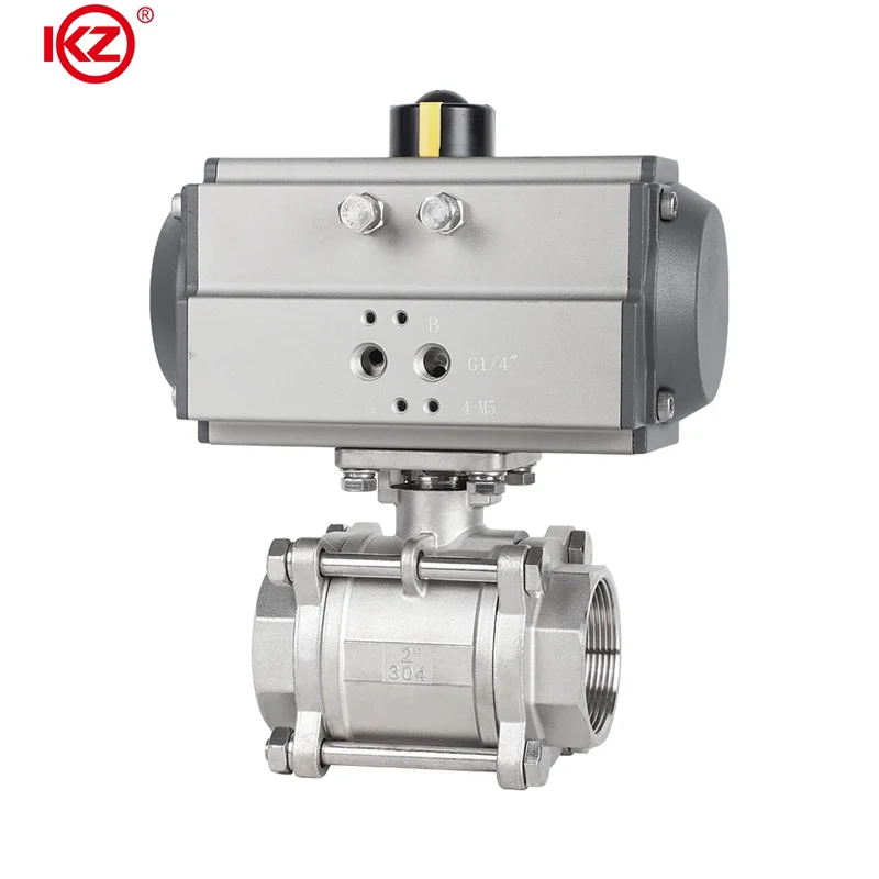 304 Stainless Steel Q611F-16P Pneumatic Three-piece Screw Ball Valve with High Temperature Internal Thread On-Off OEM Supported