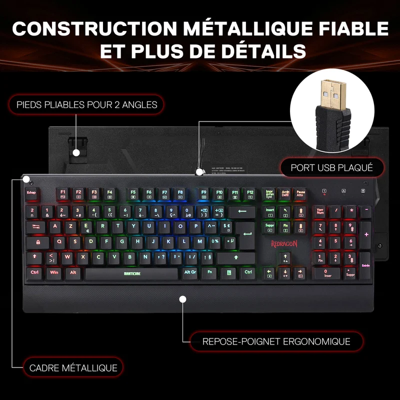 KALA K557 Clavier De Jeu À Membrane Filaire (French Layout Only)