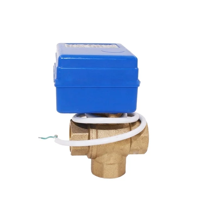 3 Way Valve CWX-20P T-type L-type Vertical Type Dn15 Dn20 Brass 3 Way Electric Actuated Ball Valve