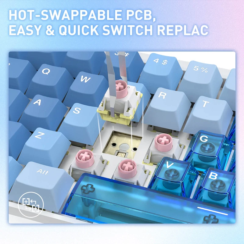 NOVA K709 HE Rapid Trigger Gaming Keyboard (Transparent Blue Keycaps)