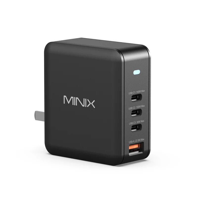 MINIX P165 165W 4-Port GaN Wall Charger with Interchangeable Plugs
