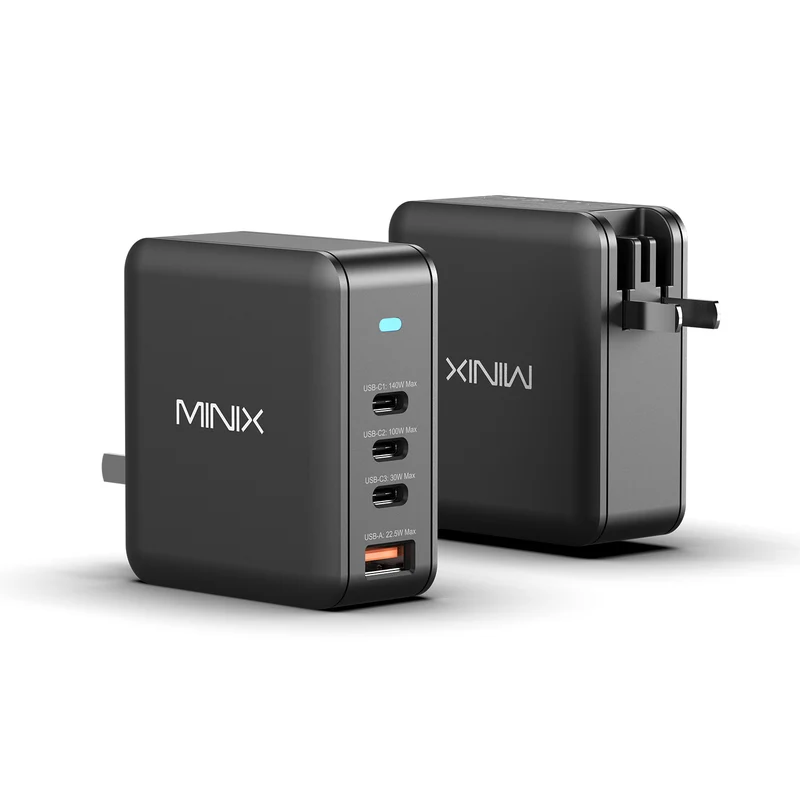 MINIX P165 165W 4-Port GaN Wall Charger with Interchangeable Plugs