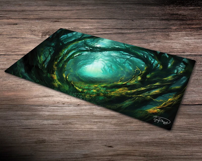 Tangled Forest - MTG Spielmatte - 24 x 14 inches - MTG Geschenke - MTG Zubehör - Magie Tischmatte - Stitched Mat - Stitched Playmat