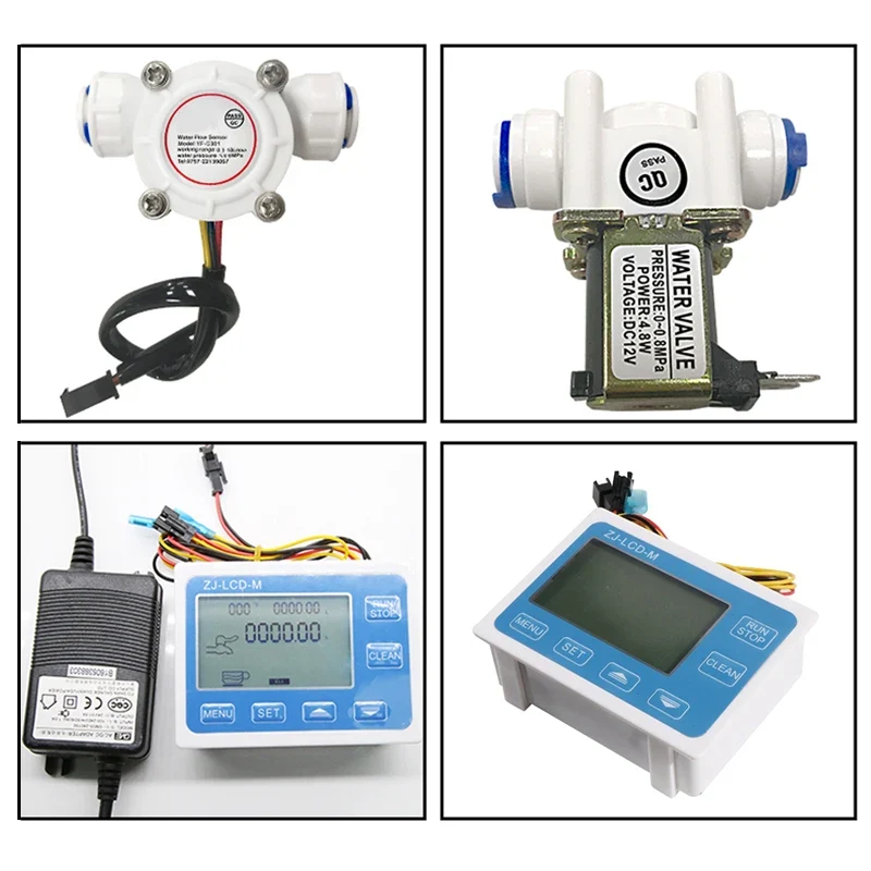 LED Digital Display Flow Quantitative Controller Instrument 3/8" PE Quick Connect Water Sensor Solenoid Valve Electric
