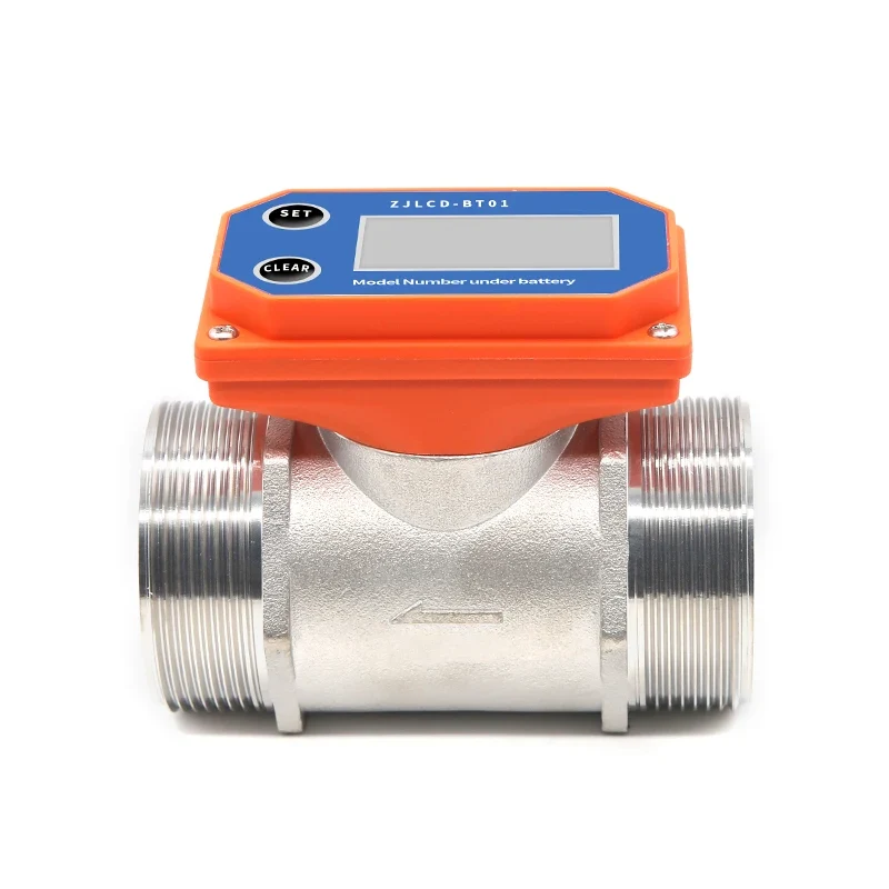 2" Dry Battery Stainless Steel Electronic Digital Display Flowmeter DN50 Water Flow Sensor for Farm/Garden Irrigation