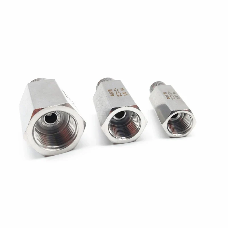 304 Stainless Steel Male to Female Thread One-Way Check Valve with Ball Structure 1/8" 1/4" 3/8" 1/2" 3/4" 1" Sizing Options