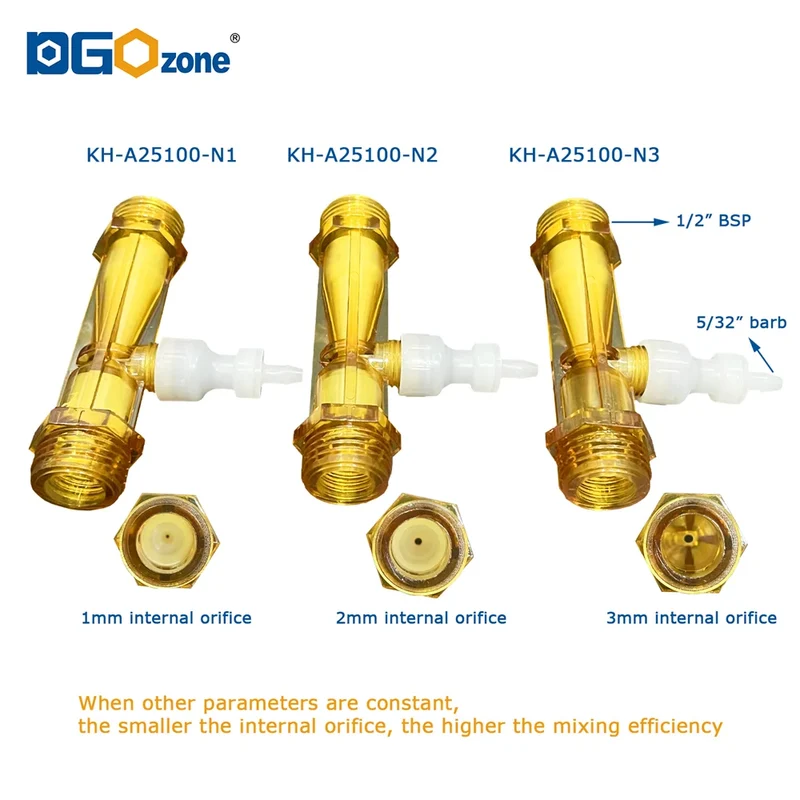 1/2in Venturi Injector with Valve for Gas Mixer PVDF Body Ozone Proof Spa Venturi Connector KH-A25100-N DGOzone