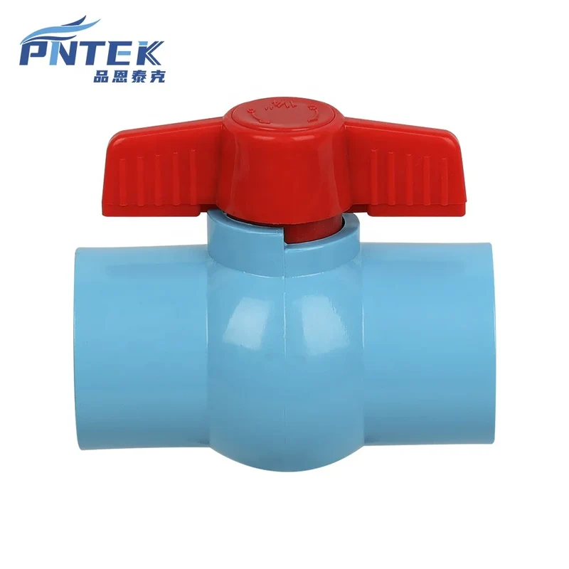 PVC Compact Ball Valve With Bule Body PP Butterfly Handle Strong Ball Valves Ro Uv