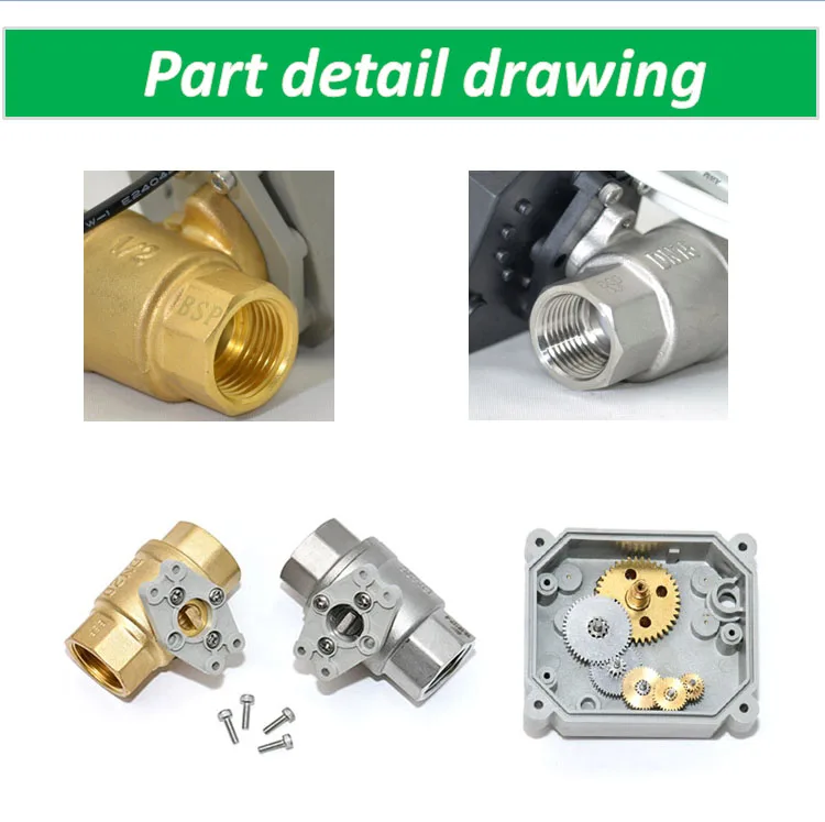 3/8" DN10 Electric Actuator Electric Water Valve Motorized Ball Valve 12v with Feedback Wire