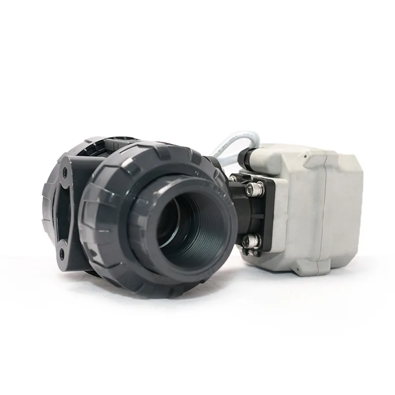 1-1/2'' DN40 BSP/NPT/Non-thread UPVC True Union Motorized Ball Valve 12-24VDC & 24VAC 110-230VAC Auto Return Failsafe