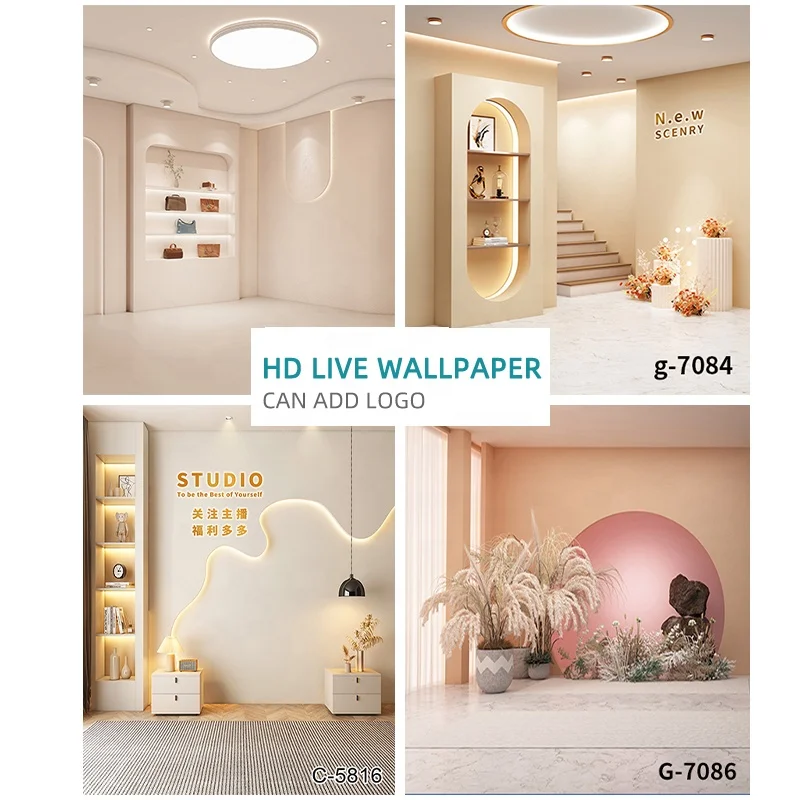 Minimalist Corner Live Broadcast Room Custom 3d HD Live Photography Background Cloth