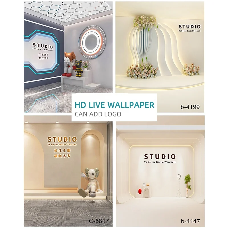 Minimalist Corner Live Broadcast Room Custom 3d HD Live Photography Background Cloth